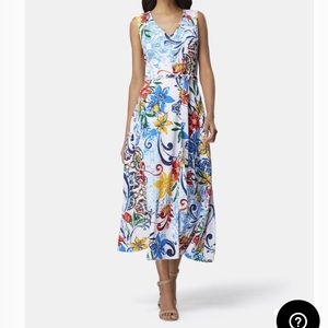 Tahari Tile Print Pebble Crepe Dress
